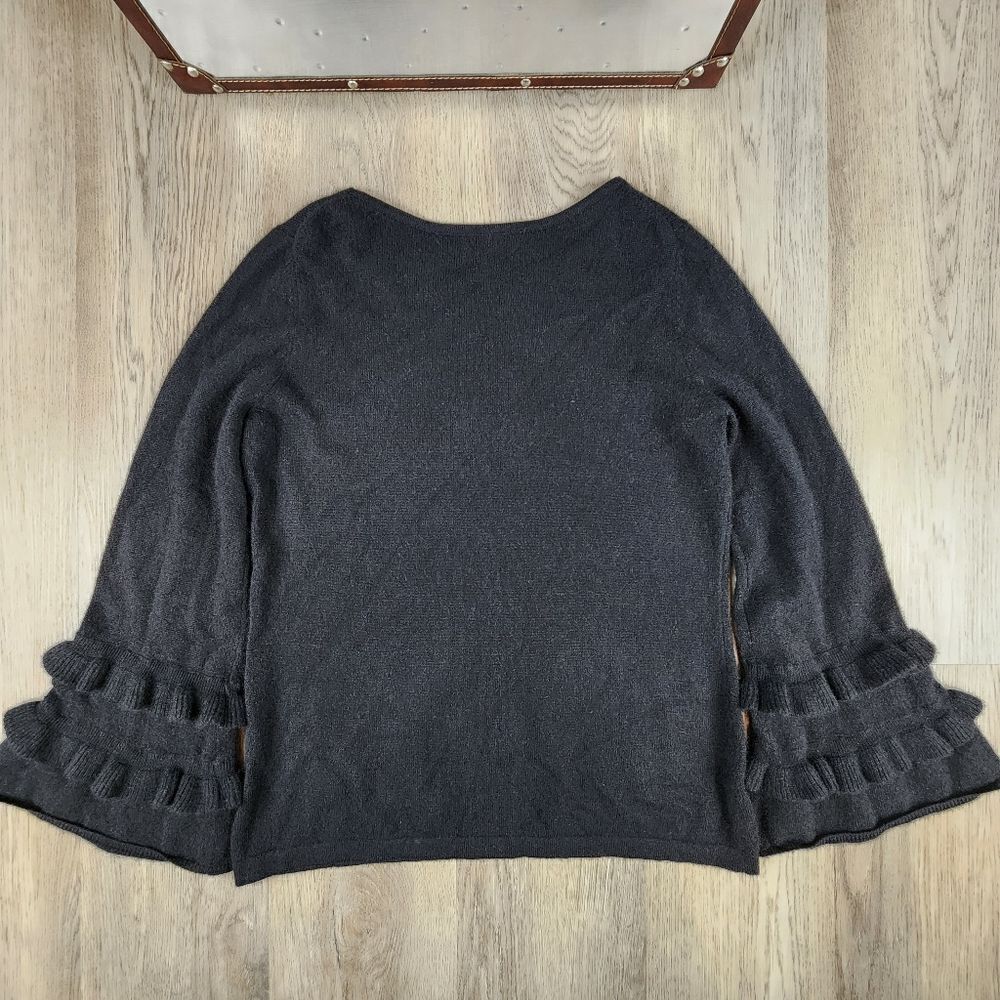 Charter Club 100% Cashmere Ruffle Bell Sleeve Sweater Size M - Picture 6 of 8